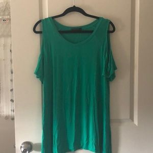 Green tunic cold shoulder
